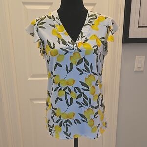 Floral Print Women's Top - Yellow and Green